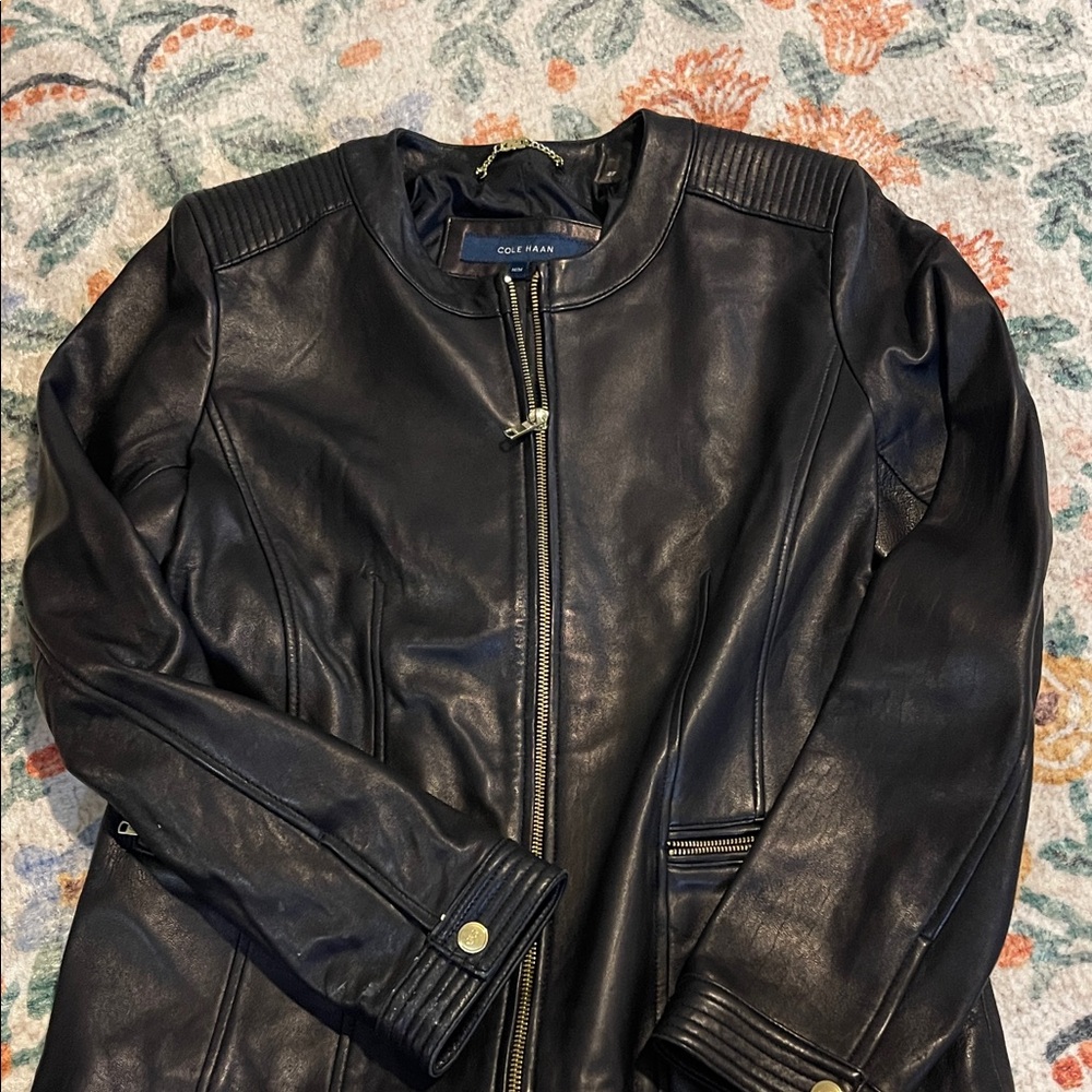 Cole Haan black Leather Jacket